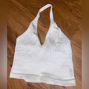 Happiness runs white free people strappy crop halter tank